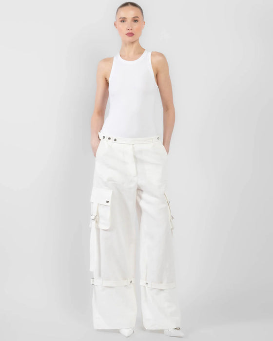 Linen rave trousers white