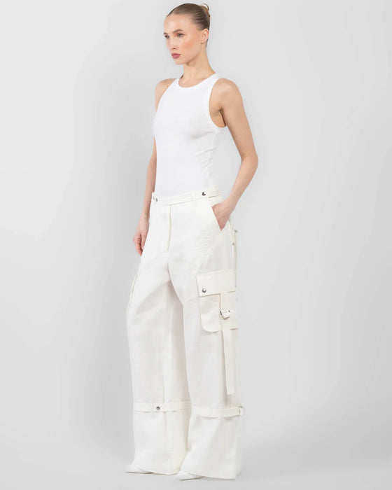 Linen rave trousers white