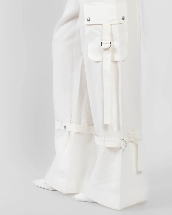 Linen rave trousers white