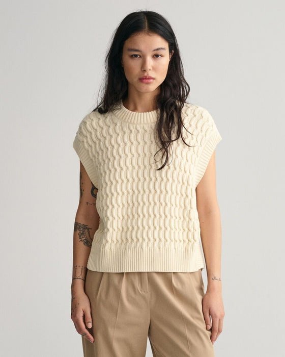 Cotton Texture Crewneck Vest