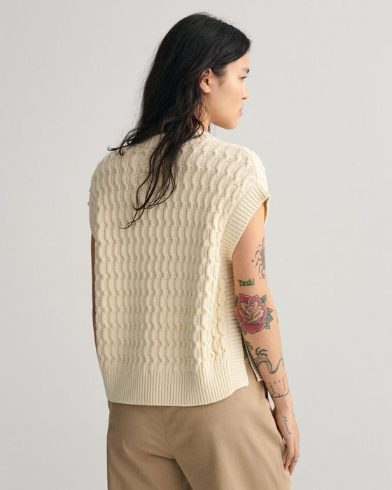 Cotton Texture Crewneck Vest
