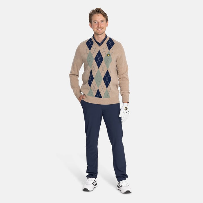 Lambswool Blend Argyle V Neck Jumper