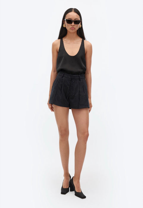 Pinstripe Wool Shorts