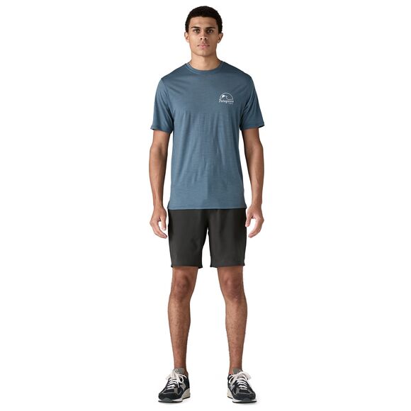 Capilene Cool Merino Blend Graphic Shirt - Strata Stripe: Seabird Grey - Herr
