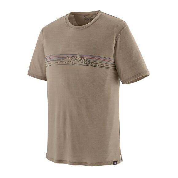 Capilene Cool Merino Blend Graphic Shirt - Strata Stripe: Seabird Grey - Herr