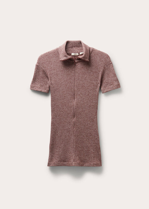 Rib Zip Turtle Top Shortsleeve