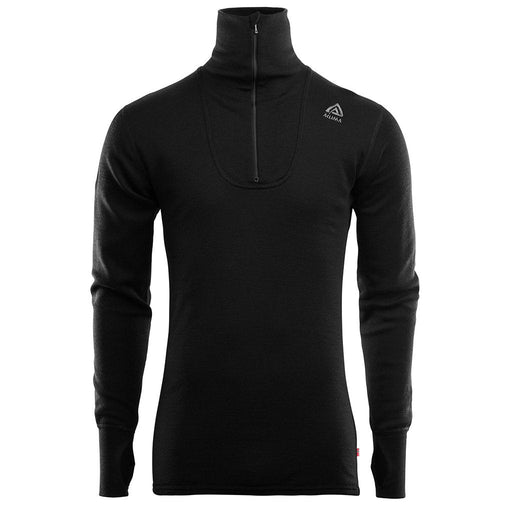 doublewool polo w-zip - herr - jet black marengo