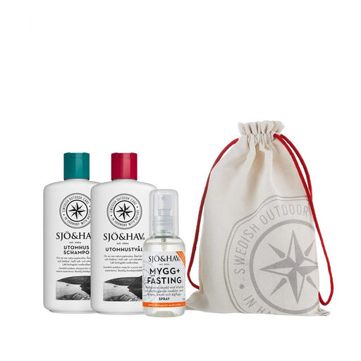 Sommar-kit 1 - Utomhustvål, Utomhusschampo, Mygg + Fästing Spray - Vindpinad